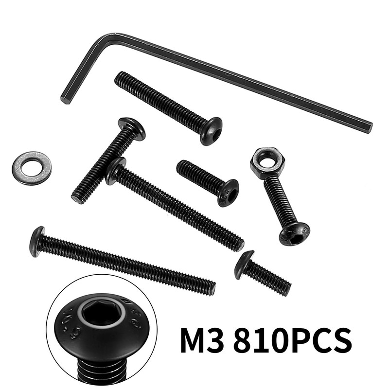 810 Pcs M3 Nuts and Bolts Set, Hex Socket Button