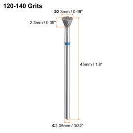 HARFINGTON 5pcs 120-140 Grits Diamond Grinding Bit 2.3mm Ball Head 2.35mm Shank 2.3mm Length Stone Sanding Drill Bits Rotary Tool for Ceramic Glass Nails Grinding Polishing