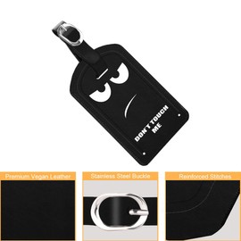 [Pack of 2] Fintie Faux Leather Luggage Tag ID Tag with Address Tag Name Plate for Travel Bag Suitcase, Don't Touch