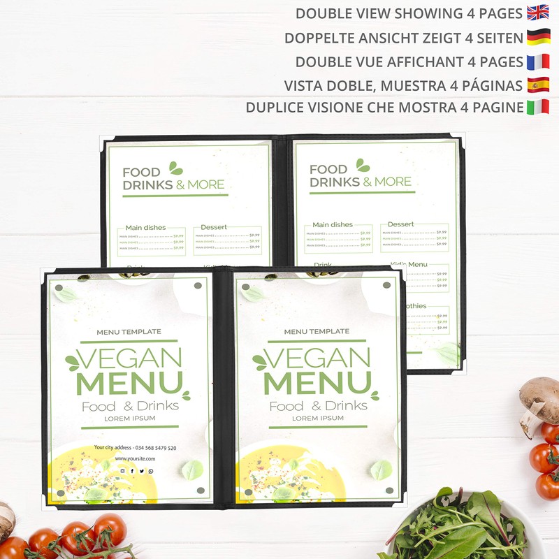 Belle Vous 5 Pack Double Fold A5 Menu Covers -