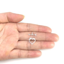 Adabele - 2 juegos de plata de ley 925 auténtica, corazón de amor con flecha, cierre de barra en T, conector hipoalergénico sin níquel para hacer joyas SS374
