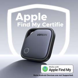 UGREEN FineTrack Smart Finder Compatible with Apple Find My (iOS Only) 2-Year Replaceable Battery Bluetooth Tracker Tags, Item Finder Smart Tag for Key Luggage Passport with Alarm& Left-Behind Remind