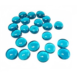 LiFschal 200G(0.45LB) Flat Glass Marbles,Sky Blue Colour Mini Glass Gems,Flat Bottom Marble Beads,Vase Fillers Beads Decorative Glass Pebbles for Fish Tank Home Decorative,60-70PCS(0.51"-0.71")