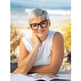 Blue Planet Cat Eye Glasses for Women and Men - Nora Walnut Onyx Blue Light Blocking Glasses, Cat Eye Glasses Frames, Bluelight Blockers Computer Glasses, 1.25