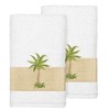 Turkish Cotton Palm Tree Embroidered White Hand Towels (Set of