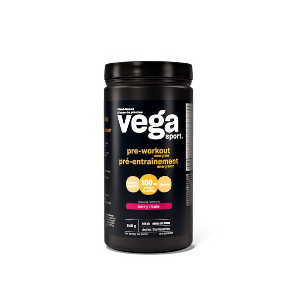 Vega Sport Pre-Workout Energizer, Berry (30 Servings) Vegan Preworkout Energy