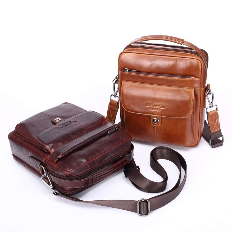 Langzu Men's Genuine Leather Messenger Shoulder Bag Handbag CrossBody Briefcase