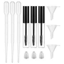 9 Piezas 10 Ml de Rímel Vacío Botella de de para Pesta?as para Cosméticos de Bricolaje Aceite de Ricino (Botella de 3 X 10 Ml +3 X Embudo +3 X Gotero) Gotero Pestañas