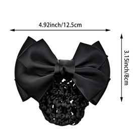 10PCS Hair Net with Bow, Holder Women Hair Snood Net Bowknot, Cover Barrettes Net Snood Hairnet Lace Bow Bow-knot Decor Hair Clip Hairnet (Black)