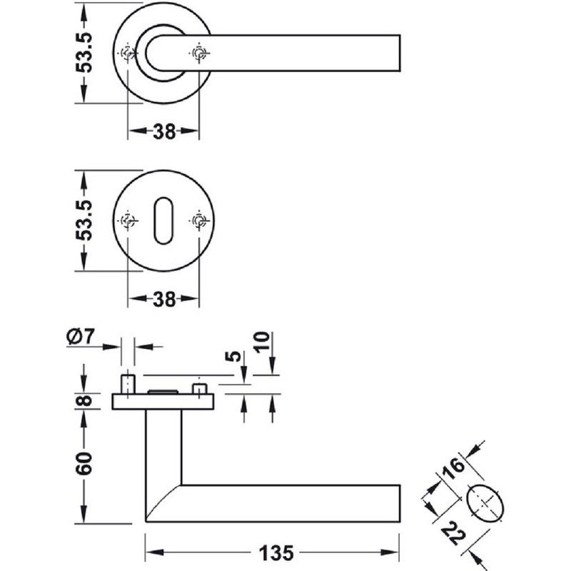 JUVA Door Handle Set Interior Door Handle L Shape Door