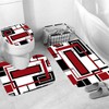 Yddsky 4 Pcs Red Geometric Shower Curtain Sets Non-Slip Rugs