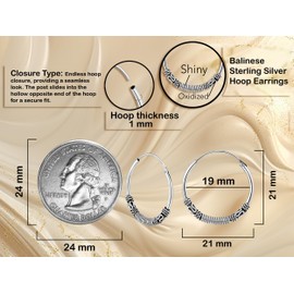 AeraVida 925 Sterling Silver Bohemian Tribal Twist Hoop Earrings for Women for Women | Artistic Boho-Inspired Lightweight Jewelry for Women, Small, Sterling Silver, No Gemstone