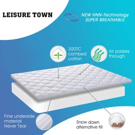 LEISURE TOWN Queen Mattress Pad Cover Mattress Topper Cotton Top Pillow Top with Snow Down Alternative Fill (8-21 Inch Fitted Deep) Pocket