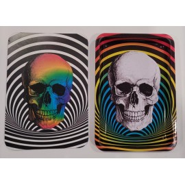 Smokezilla 5×7" Metal Rolling Tray Magnetic Lid Hypnotic Skull Rainbow Stash Box