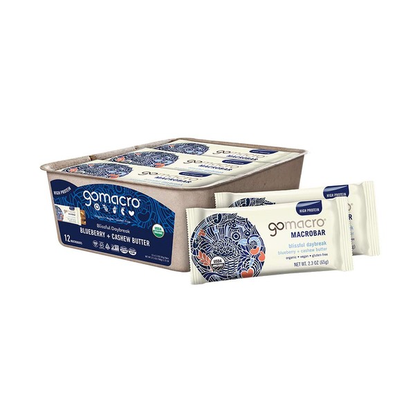 GoMacro Macrobar Organic Vegan Protein Bars - Blueberry + Cashew