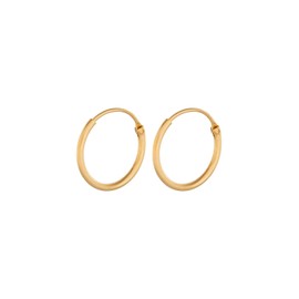 Pernille Corydon Hoop Earrings Gold - Tiny Plain Diameter 13 mm Shiny - Silver 925 18 K Gold-Plated - E137g, Gold Plated