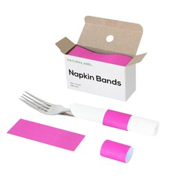 NATURALABEL 500 PCS Paper Napkin Rings with Box, Self-Adhesive Napkin Bands, for Family Meal, Birthday Party, Wedding, Celebration (Hot Pink)