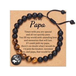JOGDIAM Papa Gifts - Natural Lava Stone Dad Bracelet for Men - Fathers' Day & Christmas Gifts from Daughter
