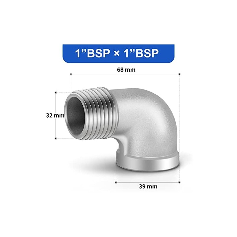 ERGAOBOY 2 Pcs 1" Male to 1" Female BSP Pipe