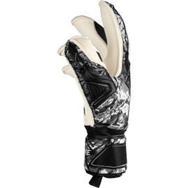 Reusch Attrakt Freegel Gold Evolution Cut Unisex Goalkeeper Gloves with Outseam Cut and Grip Gold Covering, Suitable for All Playing Field Surfaces, Black/White, 8