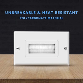 Aswalling 2-Pack Brush Wall Plate with Single Gang Low Voltage Mounting Bracket Cable Pass Through Insert for Speaker Wire