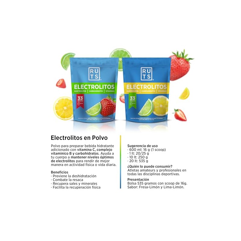 RUTS Energy ELECTROLITOS EN POLVO + VITAMINAS | SABOR LIMA-LIMÓN