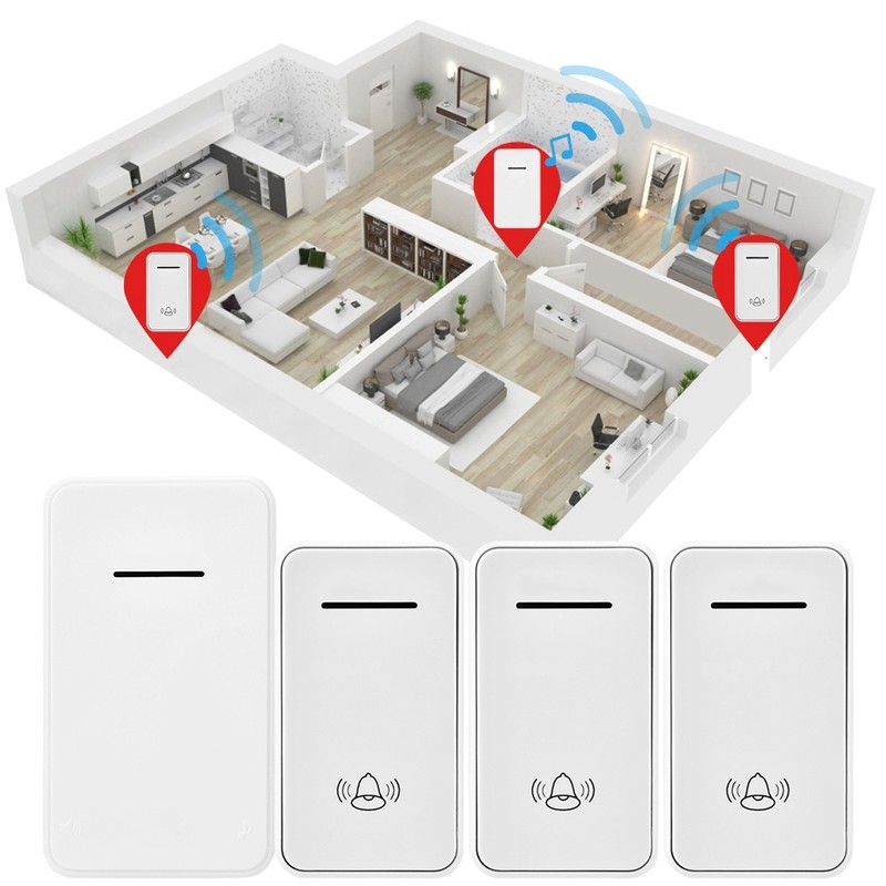 Home Wireless Battery operated Doorbell Waterproof Three to One Doorbell