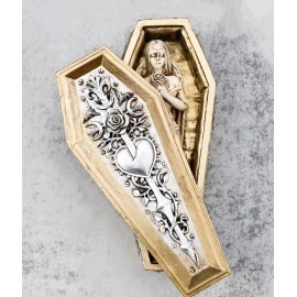 Ebros Gift Vampiress Dracula Queen Bride Figurine With Floral Heart Sword Coffin Casket Box