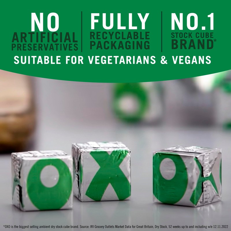 OXO 60 Full-Bodied Flavour Vegetable Stock Cubes, 378 g (Pack