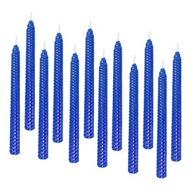 Set of 12 Beeswax Taper Candles, Ocean Blue,10 Inch Smokeless Flameless Dripless Wax Candles, Long Candles Tall Unscented Dripless with Cotton Wicks for Dinner ‎Wedding, Anniversary, Birthday