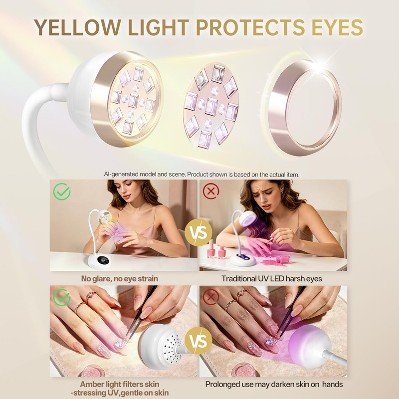AORAEM UV Nail Lamp, LED Auto Sensor Yellow Light Gooseneck