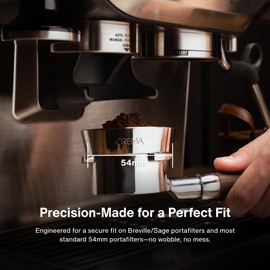 Crema Coffee Products 54mm Dosing Funnel|Compatible with 54mm Breville Portafilter,DualBoiler and OracleEspressoMachines|PreventsSpillage&Waste|DurableStainlessSteel|EasyFit for Clean,ConsistentDosing