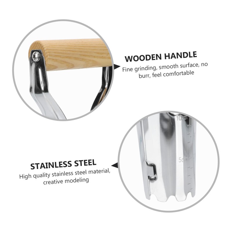 Mipcase 1pc Stainless Steel Garden Transplanting Tool with Ergonomic Wooden