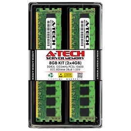 A-Tech 8GB Kit (2x4GB) DDR3/DDR3L 1333MHz PC3L-10600R ECC RDIMM 2Rx8 Dual Rank 1.35V ECC Registered DIMM 240-Pin Server RAM Memory Upgrade Modules (A-Tech Enterprise Series)