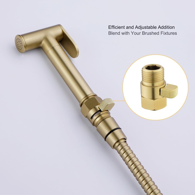 Brushed Gold Water Flow Control Valve, 1/2" Shower Head with
