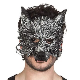 Boland 97516 Werewolf Werewolf Half-Face Mask for Adults, Grey, One Size, 1 piece