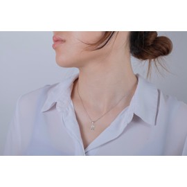 Diamond Letter Necklace Letter R, [Certified Canadian Diamonds] Solitaire Sterling Silver Initial Necklace