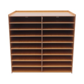 YIYIBYUS Wood Literature Organizer, 18 Compartments Durable Construction, Student Mailbox with Adjustable Shelves, Wood Literature Sorter Student Mailbox for Classroom Home Office School