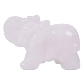Just In Stone - Figura decorativa tallada de cuarzo blanco natural con piedra preciosa de elefante curativo, 5 cm