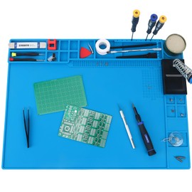STREBITO Soldering Mat - Large, Heat Resistant Up to 932F, Magnetic, Silicone Work Mat for Soldering Iron, Electronic & PC Building - Size 21.7" x 15.8