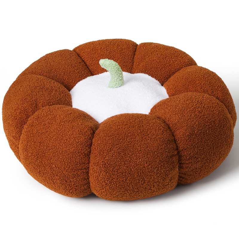 LANPU 24" Pumpkin Floor Cushion, Large Plush Round Pillow Seat