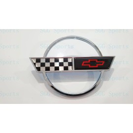AUTO 1PC 1984-1996 C4 Corvette Chrome Rear Gas Lid Only Cross Flags Emblem