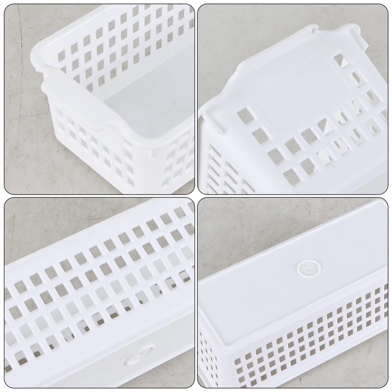Jandson 6-Pack Plastic Slim Storag Basket, Small Organizer Bins, White