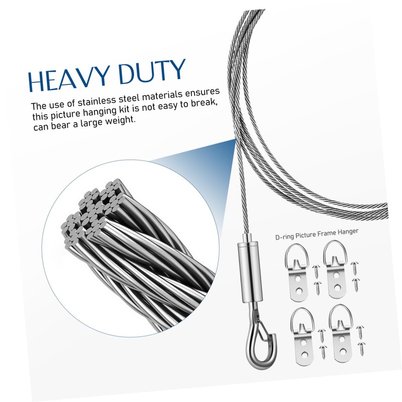 LALAFINA Picture Hanging Wire Kit with Double Hooks and Screws