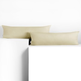 DecoKing 2 Pillowcases 20 x 120 cm Jersey Cotton Zip Beige Amber