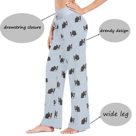 vvfelixl Women's Pajama Pants French Bulldog Sleepwear Lounge Pajama Bottoms Blue M