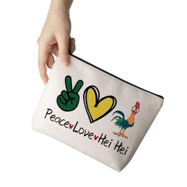 Moa-na Cartoon Movie Inspired HeiHei Gift Peace Love HeiHei Makeup Bag for HeiHei Lovers, Peacelovehei