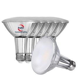 Explux Classic Full Glass LED PAR30 Flood Light Bulbs, 75W Equivalent 900 Lumens, 2700K Soft White 6-Pack, Dimmable, Indoor/Outdoor