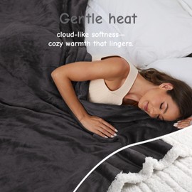 Electric Heated Blanket Full Size 72"x84", Soft Flannel with Overheat Protection, 6 Adjustable Heat Settings & 10-Hour Auto-Off Timer, Fast Heating for Winter Comfort, Dark Gray