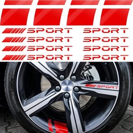 4Pcs Wheels Rims Sport Racing Decal Stripes Stickers Emblem Bumper Race Car SUV Truck, Bumper Stickers, Automotive Decals Decals and Magnets（Red）
